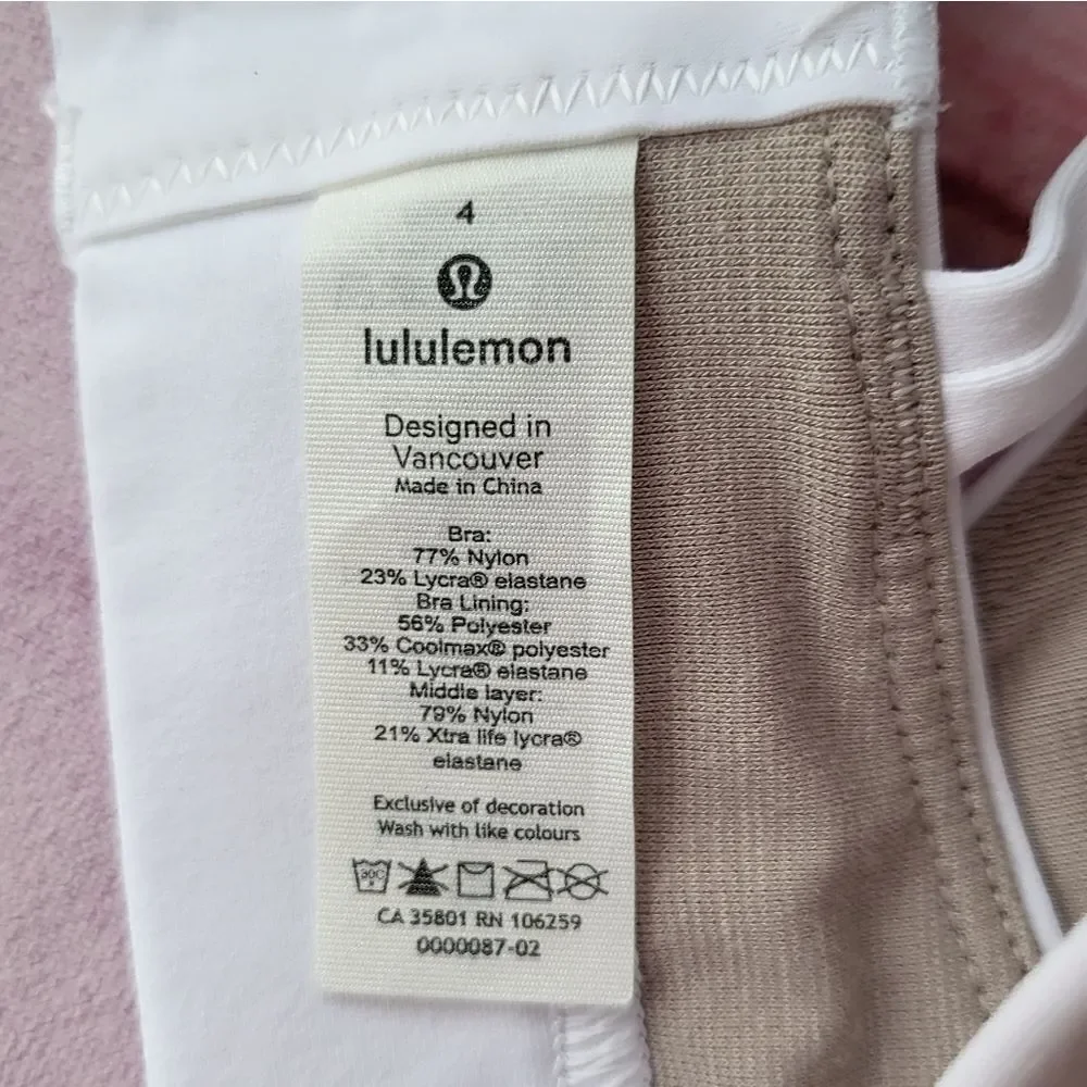 Lululemon White‎ Criss Cross Strappy Athletic Workout Sports Bra Women’s 4